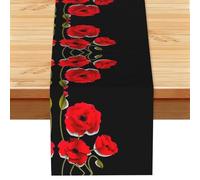 Poppy Flowers Vivid Petals Modern Table Runner, Printed Table Cloth for Bar Counter, Patio Table & Indoor Furniture Home Decor