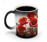 Poppy Flowers Vivid Petals Mug 11oz Custom Magic Mug Personalized Coffee Mugs Ceramic Heat Sensitive Clue Mugs Funny Color Changing Cup with Handle Novelty Coffee Cup for Daily Use