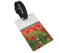 Poppy Flowers Vivid Petals Print Luggage Tags with Detachable Wristband, Travel Bag Tags, Easy to Identify