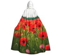 Poppy Flowers Vivid Petals Print Unisex Adult Hooded Cloak Costume Halloween Christmas Carnival Theme Parties