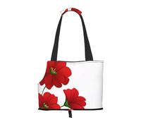 Poppy Flowers Vivid Petals Printed Foldable Pet Bag - Portable Puppy Cat Travel Handbag Tote,Pet Carrier Backpacks.