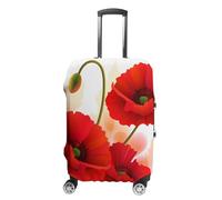 Poppy Flowers Vivid Petals Suitcase Covers Luggage Protector - Travel Elastic Baggage Case Protective, Washable Anti-scratch Large Suit Case Cover for Suitcases Fits 19-32 Inch Luggages, white, XL