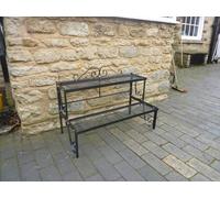 Poppy Forge 2 Tier Pot Stand - Decorative Garden Shelf - Solid Steel - L43.2 X W82.5 X H50.8 Cm - Black