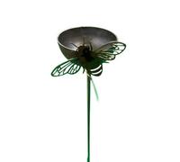 Poppy Forge 5 Feet Bowl Plant Pin Garden Art With Bee (Pack Of 3) - Bare Metal/ready To Rust