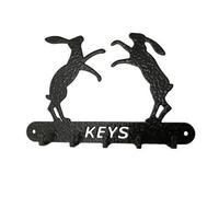 Poppy Forge Boxing Hares Key Holder - Steel - W9 X H15 Cm - Black