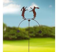 Poppy Forge Boxing Hares Wind Rocker Double Bare Metal/ready To Rust - Steel - W54 X H148.5 Cm