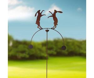 Poppy Forge Boxing Hares Wind Rocker Double Bare Metal/ready To Rust - Steel - W54 X H148.5 Cm