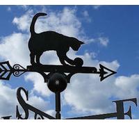 Poppy Forge Cat And Ball Weathervane - Solid Steel - W61 X H88 Cm - Powder Coated Black