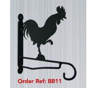 Poppy Forge Cockerel Feature Bracket - Steel Hanging Basket Holder - Steel - H33 Cm - Black