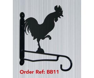 Poppy Forge Cockerel Feature Bracket - Steel Hanging Basket Holder - Steel - H33 Cm - Black