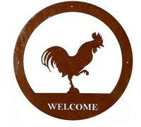 Poppy Forge Cockerel Small Wall Art - with Text, Steel - W29.5 x H29.5 cm - BM/RtR in Brown Poppy Forge Brown