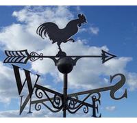 Poppy Forge Cockerel Weathervane - Solid Steel - W61 X H88 Cm - Powder Coated Black