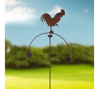 Poppy Forge Cockerel Wind Rocker Double Bare Metal/ready To Rust - Steel - W54 X H148.5 Cm