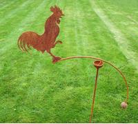 Poppy Forge Cockerel Wind Rocker Single Bare Metal/ready To Rust - Steel - L66 X W54 X H148.5 Cm