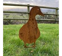 Poppy Forge Duck Facing On Stake - Hand Made By Traditional Forge, Steel Garden Ornament - Steel - W17.8 X H30 Cm - Bare Metal/ready To Rust