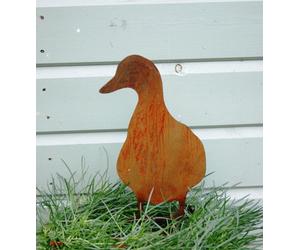 Poppy Forge Duck On Stake - Hand Made By Traditional Forge, Steel Garden Ornament - Steel - H30 Cm - Bare Metal/ready To Rust