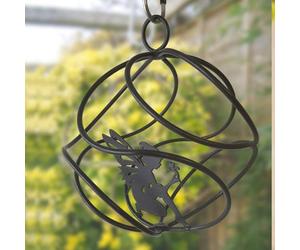 Poppy Forge Fairy Catcher With Sitting Fairy Brown -Hanging Ornament - Solid Steel - L27.9 X W27.9 X H27 Cm - Black