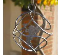 Poppy Forge Fairy Catcher With Standing Fairy - Hanging Ornament - Solid Steel - L27.9 X W27.9 X H27 Cm - Bare Metal/ready To Rust