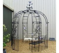 Poppy Forge Flower Traditional 6 Sided And Panels - (Includes Ground Spikes) - W244 X H256 Cm - Powder Coated Black