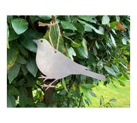 Poppy Forge Hanging Blackbird Garden Art (Pack Of 3) - Bare Metal/ready To Rust - W20 X H15 Cm