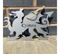 Poppy Forge Hanging Welsh Dragon Garden Art - W20 X H14 Cm - Black