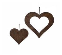 Poppy Forge Hearts Hanging Wall Art (Set Of 2) - Bare Metal/ready To Rust - W22 X H12 Cm