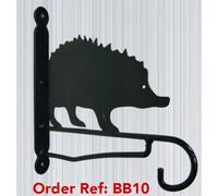 Poppy Forge Hedgehog Feature Bracket, Steel Hanging Basket Holder - H33 cm - Black Poppy Forge Black