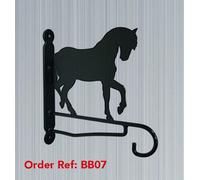 Poppy Forge Horse Feature Bracket - Steel Hanging Basket Holder - Steel - H33 Cm - Black