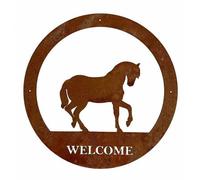 Poppy Forge Horse Welcome Wall Art - Small - Steel - W29.5 X H29.5 Cm - Bare Metal/ready To Rust
