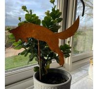 Poppy Forge Jumping Fox Pot Stake (Pack Of 3) - Bare Metal/ready To Rust - H25 Cm