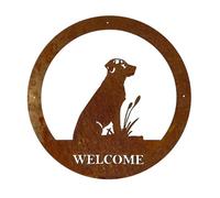 Poppy Forge Labrador Large Wall Art - With Text - Steel - W49.5 X H49.5 Cm - Bare Metal/ready To Rust