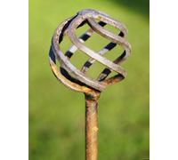 Poppy Forge Pack Of 3 Cage Ball Pin Support 4Ft Bare Metal Ready To Rust. Steel Garden Plant Border Support - Steel - H120 Cm