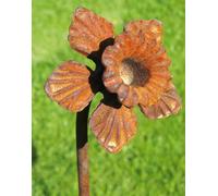 Poppy Forge Pack Of 3 Daffodil Feature Plant Pin 4Ft Bare Metal Ready To Rust. Steel Garden Plant Border Support - Steel - H120 Cm