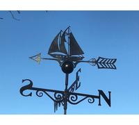 Poppy Forge Sailing Boat Weathervane - Steel - W65 X H88 Cm - Powder Coated Black