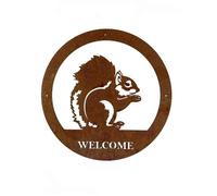 Poppy Forge Squirrel Large Wall Art - With Text - Steel - W49.5 X H49.5 Cm - Bare Metal/ready To Rust