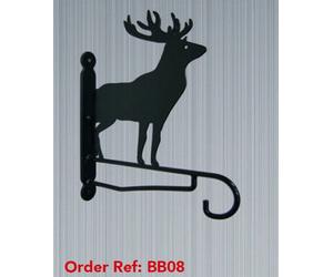 Poppy Forge Stag Feature Bracket - Steel Hanging Basket Holder - Steel - H33 Cm - Black