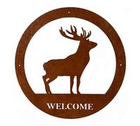 Poppy Forge Stag Small Wall Art - With Text - Steel - W29.5 X H29.5 Cm - Bare Metal/ready To Rust
