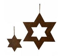 Poppy Forge Stars Hanging Wall Art (Set Of 2) - Bare Metal/ready To Rust - W22 X H12 Cm