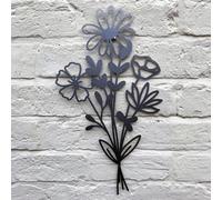 Poppy Forge Summer Bouquet Wall Art - Bare Metal/ready To Rust - W30 X H50 Cm