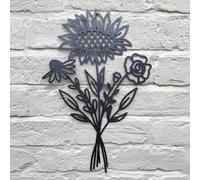Poppy Forge Sunflower Bouquet Wall Art - Bare Metal/ready To Rust - W30 X H50 Cm