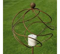 Poppy Forge Tangle Ball On 4Ft Stem With Candle Holder/hook - Plant Support - Steel - L34.3 X W34.3 X H157.5 Cm - Bare Metal/ready To Rust