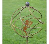 Poppy Forge Tangle Ball On 4Ft Stem With Sitting Fairy - Plant Support - Solid Steel - L34.3 X W34.3 X H157.5 Cm - Bare Metal/ready To Rust