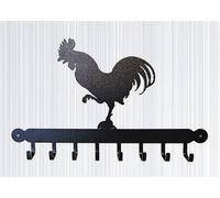 Poppy Forge Tool Rack (Cockerel) - Hooks - Solid Steel - W54.6 X H30.5 Cm - Powder Coated Black
