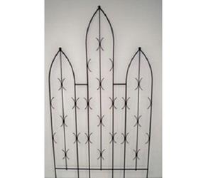 Poppy Forge Triple Centre Point Gothic Screen - Decorative Garden Screen, Plant Support - Solid Steel - W91.4 X H180 Cm - Powder Coated Black