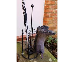 Poppy Forge Umbrella And Boot Stand - Wellie Boot Rack - Solid Steel - L30.4 X W30.4 X H83.8 Cm - Black