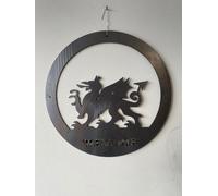 Poppy Forge Welsh Dragon Wall Art - Large With Text - Steel - W49.5 X H49.5 Cm - Bare Metal/ready To Rust