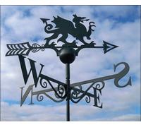 Poppy Forge Welsh Dragon Weathervane - Solid Steel - W61 X H88 Cm - Powder Coated Black