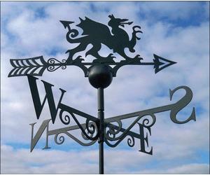 Poppy Forge Welsh Dragon Weathervane - Solid Steel - W61 X H88 Cm - Powder Coated Black