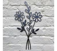 Poppy Forge Wildflower Bouquet Wall Art - Bare Metal/ready To Rust - W30 X H50 Cm
