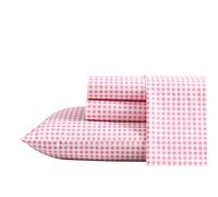 Poppy & Fritz - Queen Sheets, Cotton Percale Bedding Set, Crisp & Cool, Lightweight Home Decor (Gingham Plaid Pink, Queen)